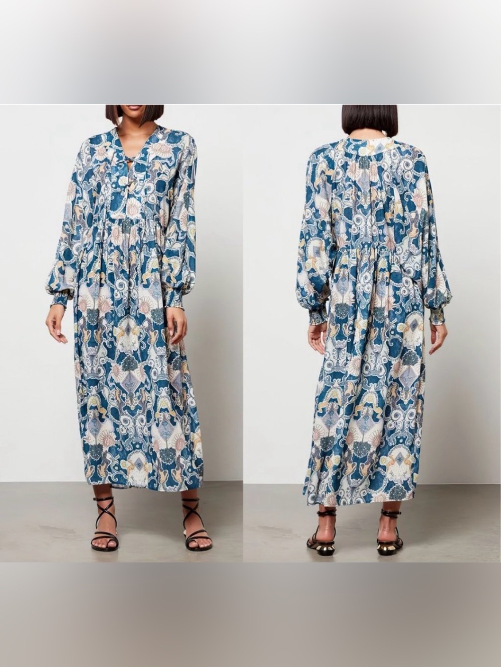 See by Chloé Tarot Lover’s Print Maxi Dress FR 38 US 6 Boho Flowy Celestial - Picture 6 of 7